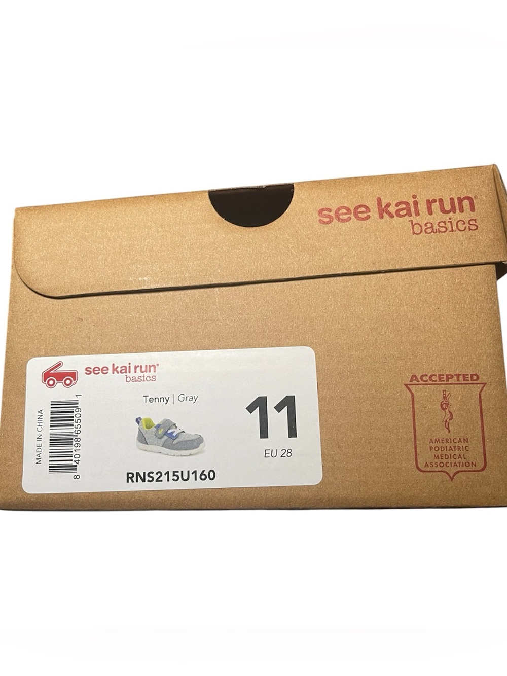 See Kai Run Basics Tenny Sneakers Toddler Boys Size 11 Gray Blue Lime Green NWT - Picture 6 of 6